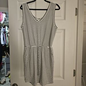 Wasabi + Mint White And Blue Striped Midi Dress Size L